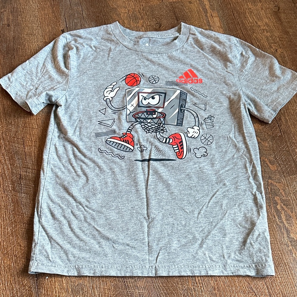 Adidas Gray Tee with Red Graphic